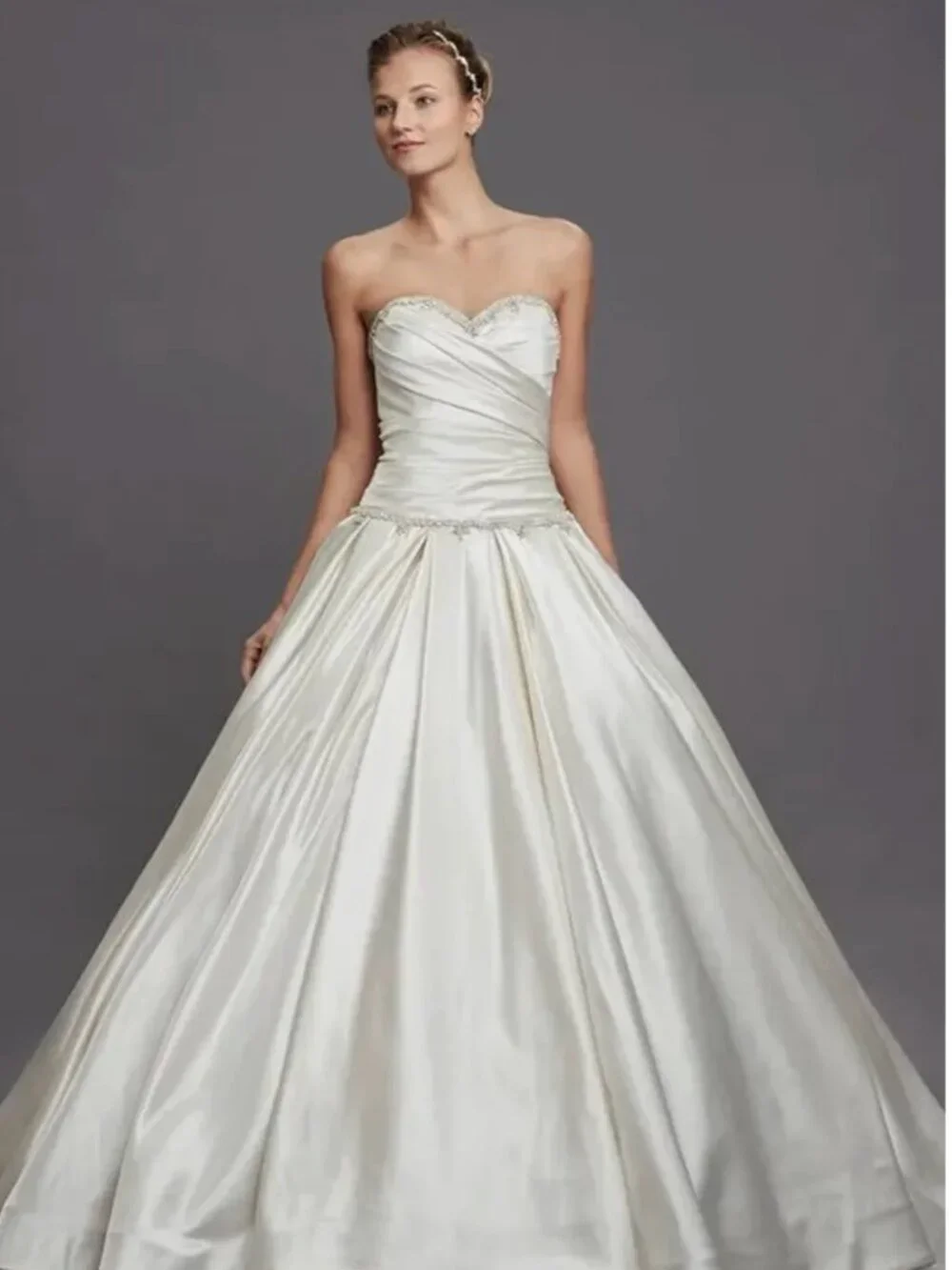 Satin Ballgown Pnina Tornai Princess Corset Wedding Gown - Picture 1 of 13